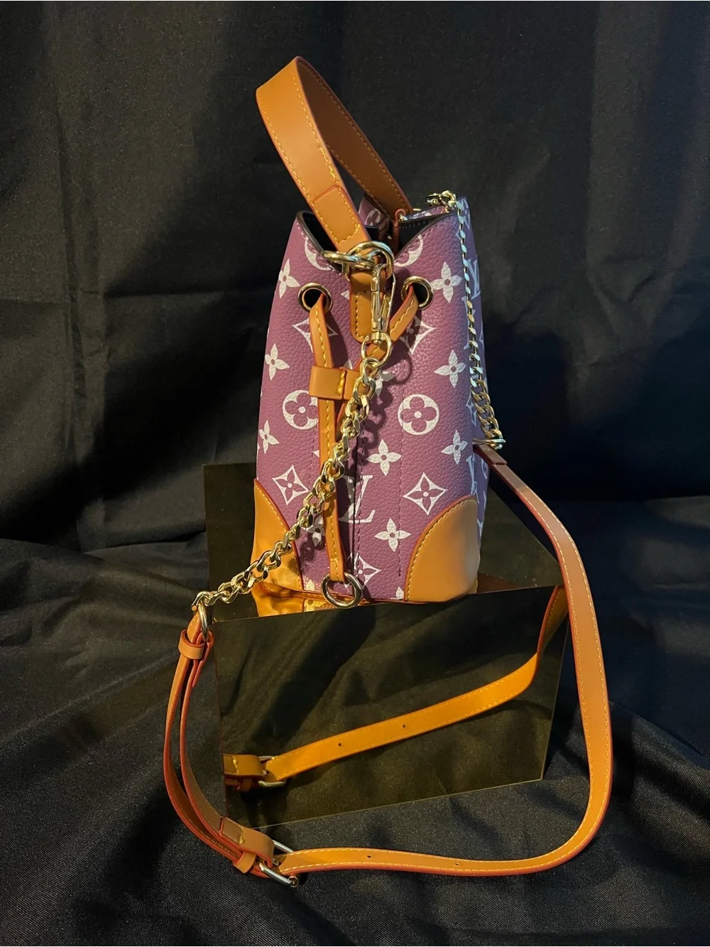Louis Vuitton “Fashion” Purple Monogram Bucket Bag with Tan Leather - Picture 5 of 13